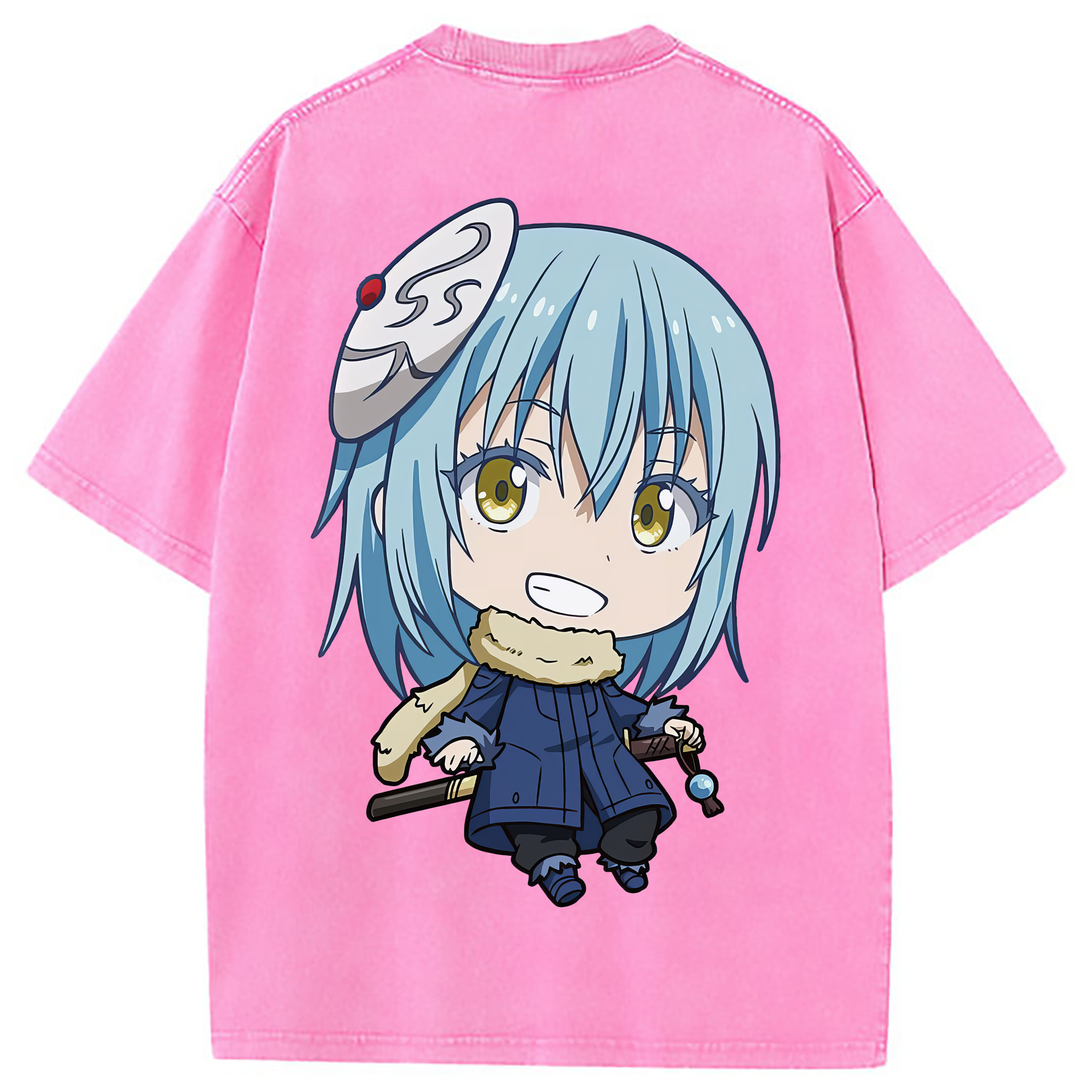 （画像用） 転スラ Regarding Reincarnated to Slime 綿100% ヴィンテージ風 半袖Tシャツ（背面プリント）